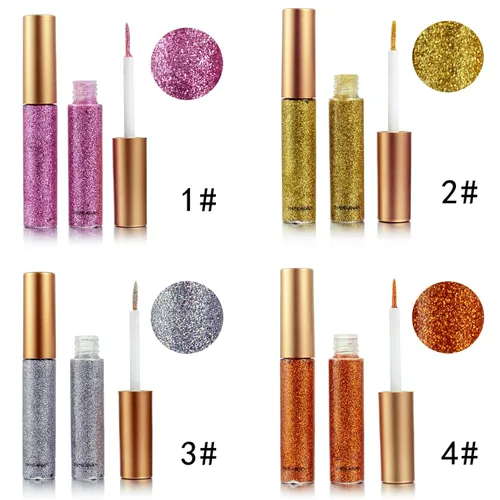 Miniatura 4 de Delineador de ojos con purpurina, delineador de ojos rosa con purpurina, maquillaje de larga duración impermeable con purpurina, plateado, oro