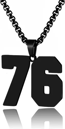 Miniatura 97 de Collar de Número Dorado para Hombre, Cadena de Acero Inoxidable con Colgante de Número para Atletas, Joyería Deportiva Personalizada para Niños