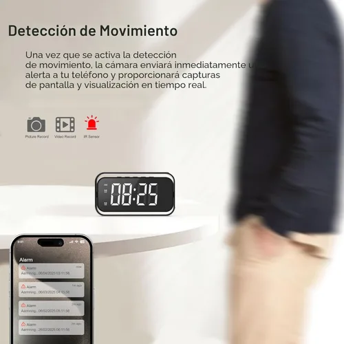 Miniatura 5 de Cámara de Seguridad Mini, 4K Real Full HD, Cámara de Niñera con Dos Conjuntos de Configuración de Reloj de Alarma para Seguridad del Hogar, Visión