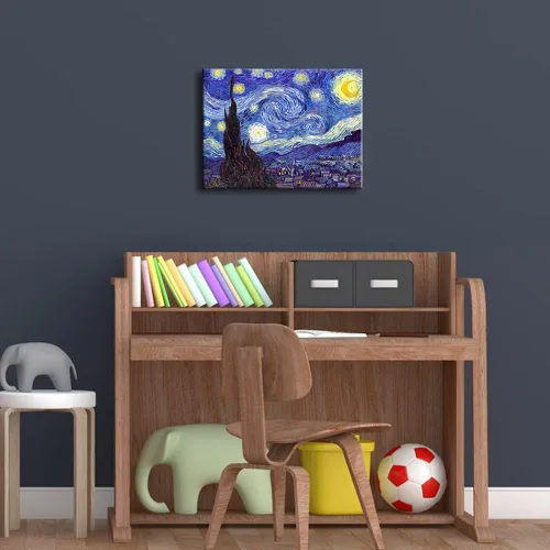 Miniatura 2 de Pyradecor Van Gogh - Lienzo decorativo de pared con diseño de noche estrellada, reproducción clásica de pintura al óleo impresionista, envuelto