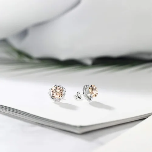 Miniatura 45 de Gem Stone King Aretes de plata de ley 925 de 0.236 in con piedra natal redonda para mujer