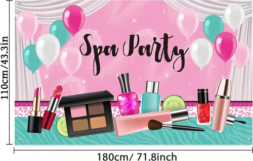 Miniatura 2 de Frienda Decoraciones para fiestas de spa, 71 x 43 pulgadas, telón de fondo rosa dulce de princesa, maquillaje de princesa, fondo de fotografía