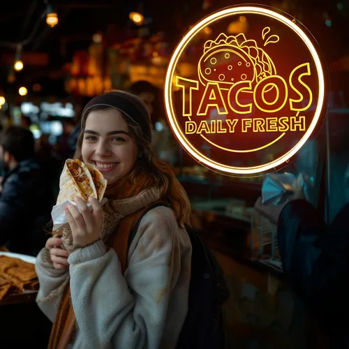 Miniatura 8 de Letrero de neón para barra de tacos, burritos, con luz LED para exhibición de negocios, restaurante mexicano, tienda, decoración de cocina, comedor