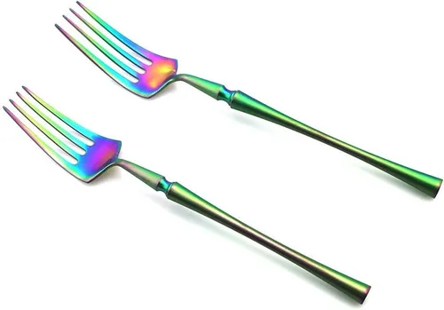 Miniatura 6 de JASHII Juego de cubiertos de lujo Rainbow mate, 6 piezas de cubiertos de acero inoxidable 18/10, juego de vajilla de vajilla de vajilla de platos