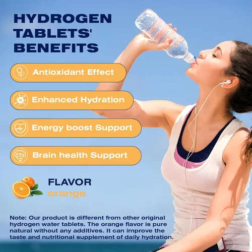 Miniatura 2 de Tabletas de agua de hidrógeno – H2 tabletas de hidrógeno molecular para agua potable, 8 ppm con magnesio, sabor naranja, 60 unidades, electrolitos