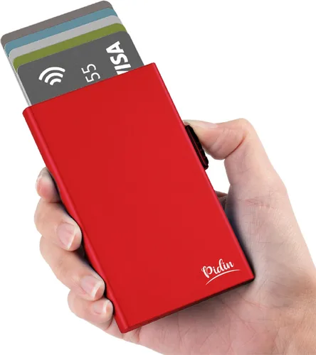 Miniatura 12 de Cartera desplegable, delgada y minimalista para tarjetas de crédito para hombres y mujeres, tarjetero para 7 tarjetas, protección RFID, cartera