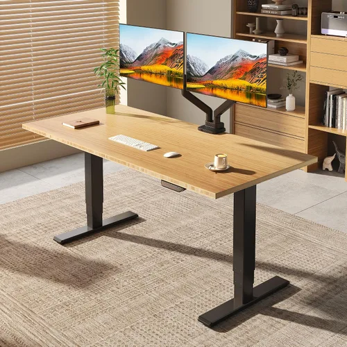 Miniatura 12 de FLEXISPOT E6 MAX - Escritorio de pie de 3 etapas de madera maciza con doble motor de 48 x 24 pulgadas, capacidad de peso de 330 libras, escritorio