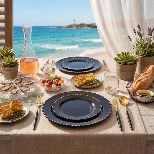 Miniatura 4 de Supernal 102 cubiertos de plástico dorados, cubiertos dorados con mango negro, colección de cubiertos desechables, incluye 34 tenedores de plástico