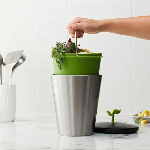 Miniatura 5 de Chef'n EcoCrock - Contenedor de compostaje para encimera, 3.3 litros, gris acero