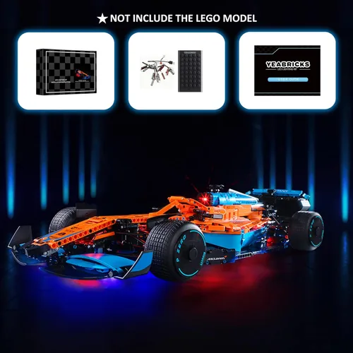 Miniatura 5 de YEABRICKS Kit de luces LED para Lego – Technic McLaren Formula 1 modelo de bloques de construcción de autos de carreras, juego de luces LED