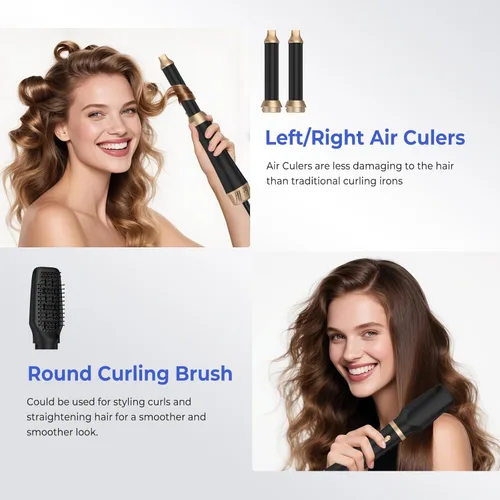 Miniatura 3 de 5 in 1 Hair Dryer Brush, Blow Dryer Brush Set with Air Curler Wrap Hair Styler, Negative Ionic Blow Dry Brush, Detachable Hair Tool for Curling