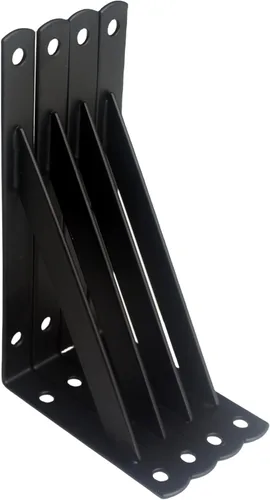 Miniatura 26 de Paquete de 16 soportes de estante resistentes negros de 20 pulgadas de largo x 12 pulgadas de alto con tornillos, soportes de estante de metal