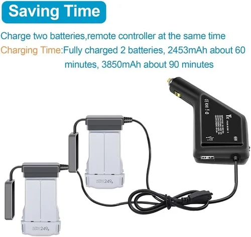 Miniatura 4 de [Piezas de drones] Cargador de coche 3 en 1 para DJI Mavic Mini 3/3 Pro Hub de carga de batería inteligente Conector de coche Adaptador USB Multi 2