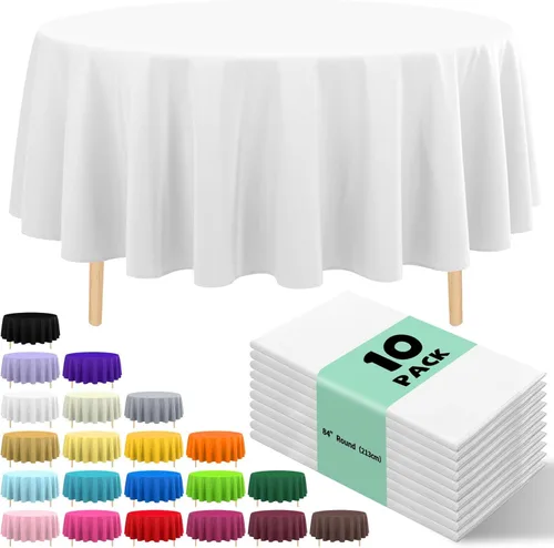 Miniatura 18 de Paquete de 10 manteles desechables de plástico premium de 54 x 108 pulgadas, mantel rectangular para mesa, para cumpleaños, bodas, Navidad, Beige