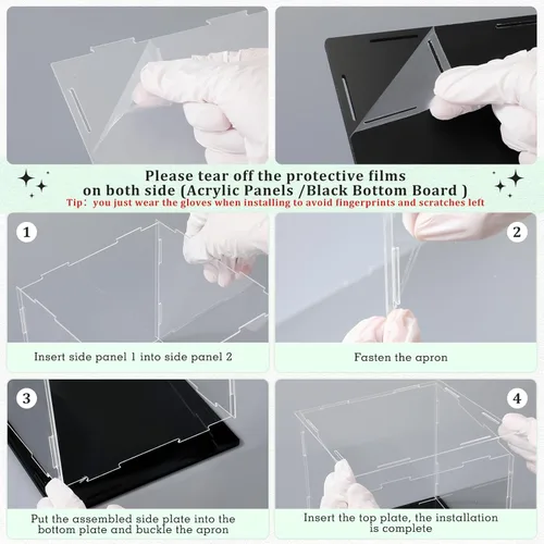 Miniatura 5 de Yungyan 1 paquete de vitrina de acrílico transparente autoensamblable, a prueba de polvo, escaparate de protección para figuras coleccionables