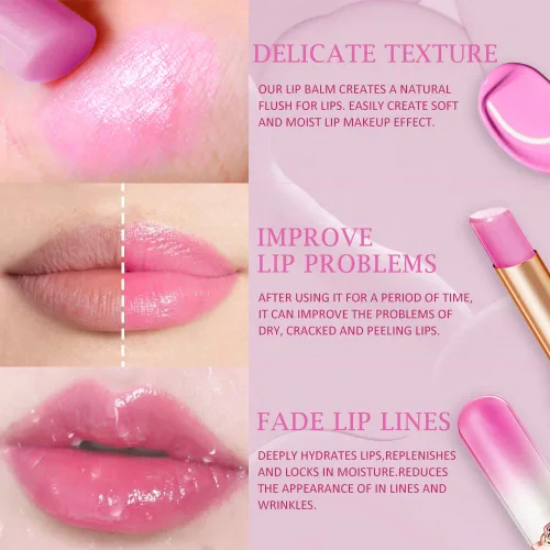 Miniatura 3 de evpct 2 piezas de bálsamos labiales tintados de uva, cambio de color de labios, bálsamo de labios, tono rosa claro, maquillaje de labios, 2 piezas