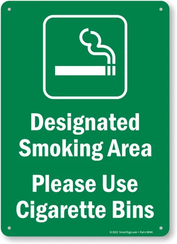 Miniatura 6 de SmartSign Cartel de "Área designada para fumar, por favor use los contenedores de cigarrillos proporcionados", plástico de 10 x 14 pulgadas Plástico
