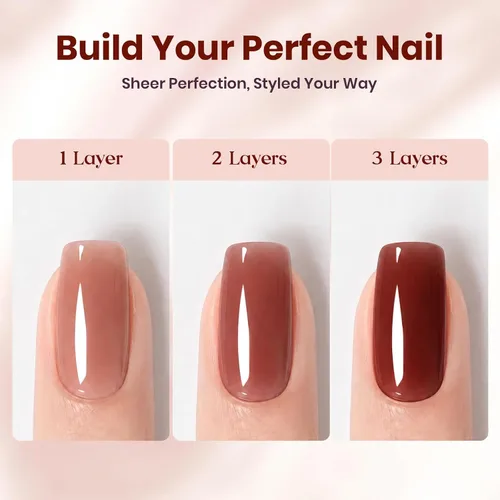 Miniatura 7 de Beetles - Esmalte de uñas de gel marrón y rojo – Esmalte de uñas en gel rosa ladrillo de 0.5 onzas líquidas, esmalte de uñas translúcido color caoba