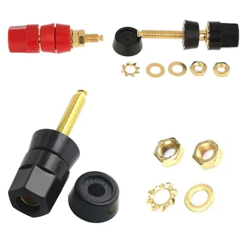 Miniatura 5 de 0.157 in Banana Binding Post Socket Panel Mount Rojo Negro, Paquete de 4