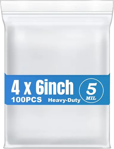 Miniatura 12 de 100 bolsas de plástico pequeñas de 2 x 3 pulgadas, gruesas, 5 mil, transparentes, resellables, con cierre de cremallera, bolsas de polietileno