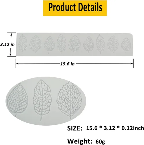 Miniatura 2 de Molde de encaje de fondant de hojas huecas, molde de encaje de silicona con formas de flores de múltiples hojas, molde de silicona 3D, molde