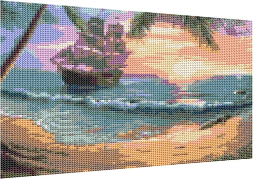 Miniatura 2 de DOTZSO Kits de pintura de diamantes de playa para adultos, fácil de bricolaje 5D redondo completo kit de arte de diamantes de punto de diamante