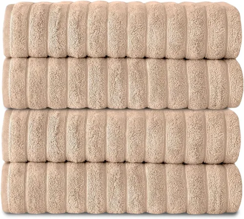 Miniatura 28 de Classic Turkish Towels - Juego de toallas de baño de algodón extragrande de alta calidad, gruesas y absorbentes, toallas de baño de lujo acanaladas