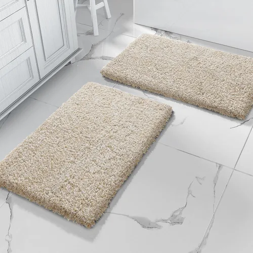 Miniatura 8 de Yimobra Juego de 2 alfombras de baño, alfombra de baño suave y absorbente y alfombra de inodoro en forma de U con respaldo antideslizante, lavable a