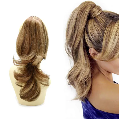 Miniatura 12 de LYRICAL HAIR Extensión de cola de caballo sintética para mujer, con cordón ajustable, pinza de mandíbula, larga, rizada, ondulada, extensión de cola