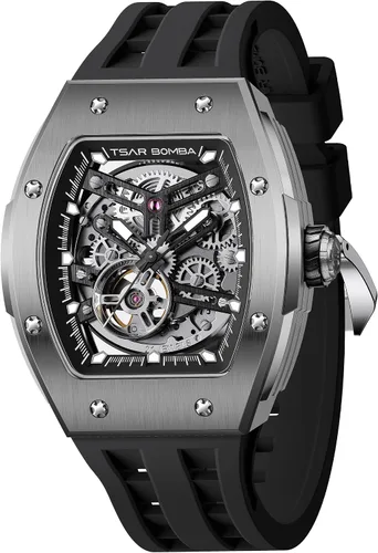 Miniatura 17 de TSAR BOMBA Relojes automáticos para hombre, 164.0 ft, impermeable, reloj mecánico japonés, reloj mecánico para hombre, movimiento Tonneau, caja
