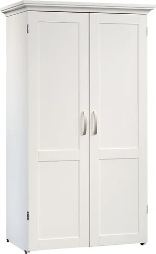 Sauder Armario de costura y artesanía de almacenamiento diverso, L: 35.11" x W: 21.81" x H: 61.58", acabado blanco glaciar