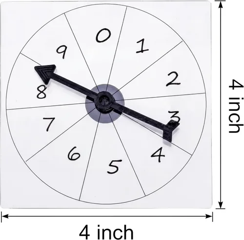 Miniatura 2 de Gejoy Paquete de 10 hilanderos transparentes a granel para el aula, juego de matemáticas de borrado en seco con flecha giratoria (negro)