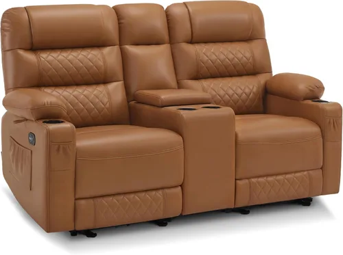 Miniatura 14 de MCombo Sofá reclinable eléctrico de gravedad cero de 56.3 pulgadas con masaje de calor y vibración, sofá biplaza reclinable con puertos USB, Gris