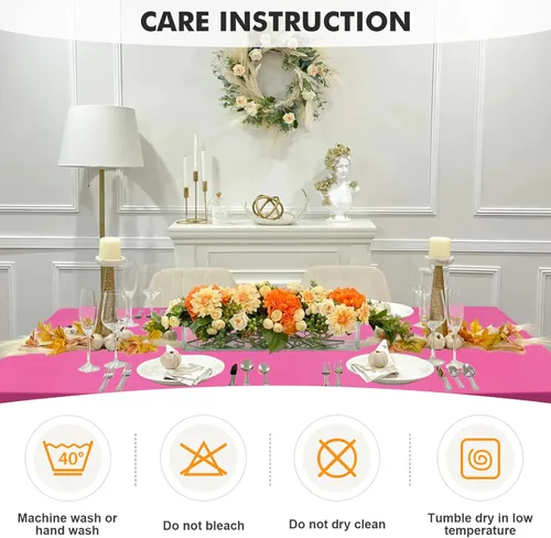 Miniatura 6 de SEPARO Paquete de 2, Cubierta de Mesa de Spandex Fucsia de 8 Pies, Mantel Rectangular Ajustado Estirable de 6 pies, Sin Arrugas para Fiestas, Ferias