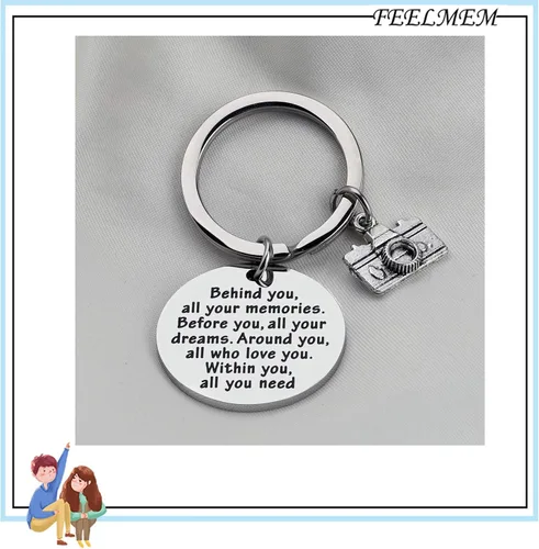 Miniatura 6 de FEELMEM - Llavero para cámara fotográfica regalo detrás de ti todos los recuerdos antes de ti y todos tus sueños llavero de fotografía regalo