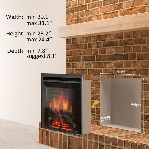 Miniatura 3 de PuraFlame - Inserto eléctrico de chimenea occidental con sonido crepitante de fuego, control remoto, 750/1500 W, negro, 29 59/64 pulgadas de ancho x