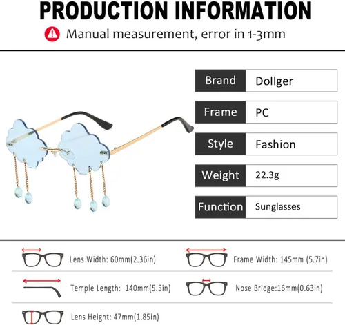 Miniatura 4 de Dollger Gafas de sol sin montura para mujer, retro, coloridas, para Halloween, rave, de los años 90, lindas gafas de sol divertidas para fiesta