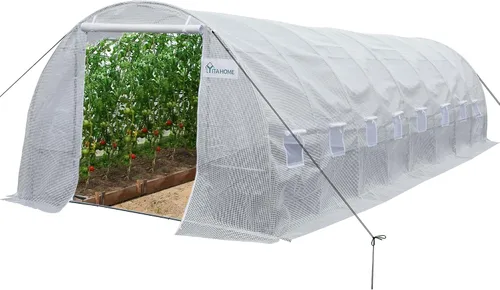 YITAHOME Invernaderos de 26 x 10 x 7 pies, túnel de invernadero de alta resistencia, casas verdes, jardinería al aire libre, cuerdas de estaca de