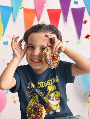 Miniatura 3 de Paw Patrol Rubble - Camiseta de 4 cumpleaños para niños pequeños