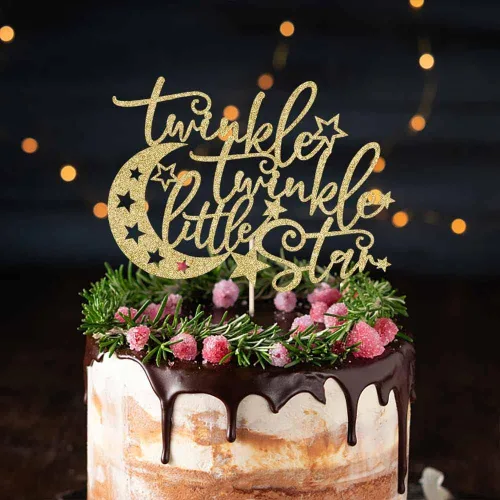 Miniatura 2 de Decoración para tartas Twinkle Little Star, bonita decoración temática de estrellas y luna, ideal para baby showers, decoraciones de fiesta