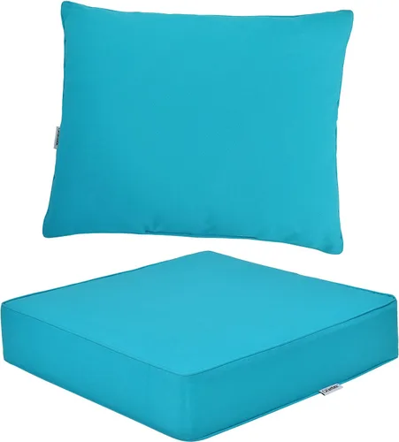 Miniatura 7 de Giantex Juego de cojines de patio con almohada, cojín de asiento profundo y respaldo, almohadillas para sillas de exterior con lazos, reemplazo