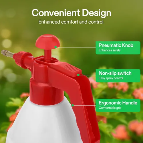 Miniatura 5 de VIVOSUN Pulverizador de bomba de 27 onzas, botella rociadora de agua de mano para jardín con boquilla de latón ajustable, para rociar plantas, Rojo