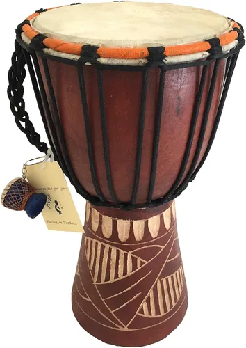 JIVE Brand Djembe - Tambor de madera africana Bongo Congo de calidad profesional con base pesada/incluye llavero de tambor (12 pulgadas de alto 12"