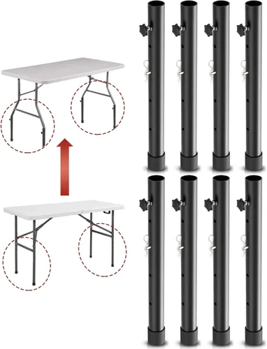 Miniatura 12 de Elevadores de mesa plegables para mesas plegables, patas rectas/dobladas, extensiones de patas de mesa plegables duraderas, 4 niveles/alturas