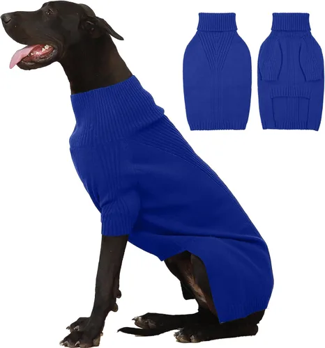 Miniatura 65 de IECOii Suéter extragrande para perro, suéteres térmicos cálidos para perros de raza gigante, ropa de punto, cuello alto de invierno, elástica