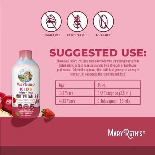 Miniatura 2 de MaryRuth's Kids Liquid Morning Multivitamin Multivitamínico líquido para niños de MaryRuth Apoyo inmunológico Vitamina C y D Vitaminas