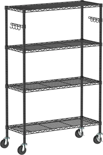 Miniatura 9 de Folews Estante de Metal de 3 Niveles para Almacenamiento, Unidad de Estantería de Alambre Estante de Almacenamiento Organizador Estante Utilitario