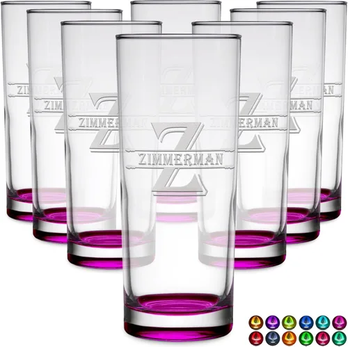 Miniatura 21 de Highball personalizado de 10.5 onzas con fondo negro, vaso Collins alto personalizado, cóctel de bebida mixta recta, inicial con nombre de regalo