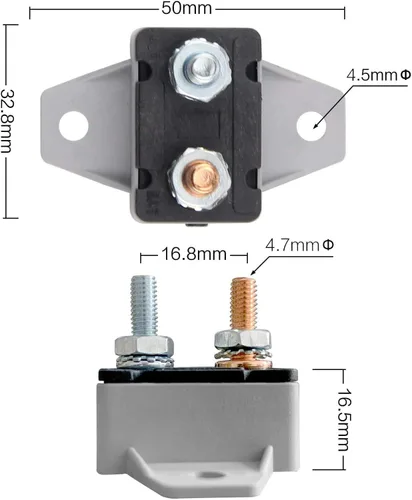 Miniatura 4 de ZOOKOTO Disyuntor de reinicio manual de 12 V/24 V con tapa para barco marino, cargadores de batería, camiones, autobuses, coches eléctricos, motores