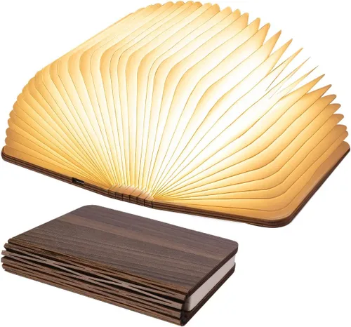 XIUDI Mini lámpara plegable de 8 colores, luces portátiles de madera para libros, luz de escritorio, novedosa linterna de papel LED con luz nocturna